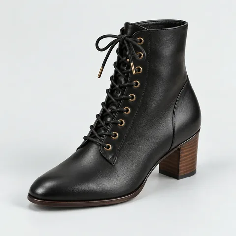 Sloane Lace-up Ankle Boot in soft black box calf